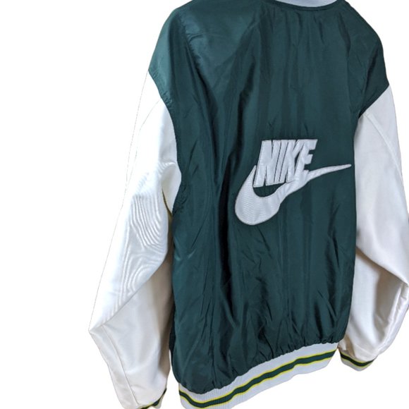Retro Y2K Nike Varsity Style Reversible Windbreaker Green / Yellow - Large - Picture 6 of 15